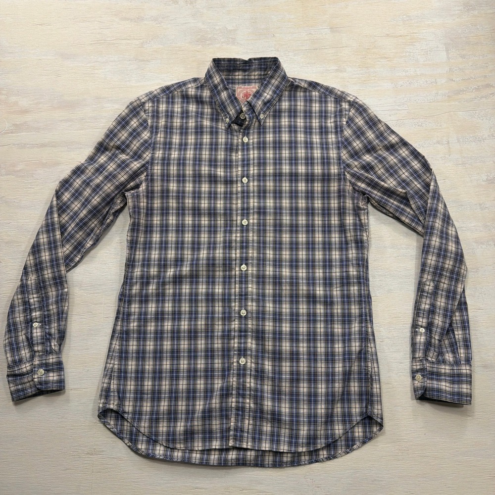 J. Press Button Down Shirt Trunk Club Plaid Blue White Size M Mens Long Sleeve
